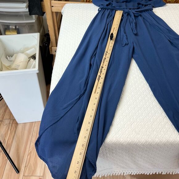 Seven Sisters Women’s Small Blue Sleeveless Pants Jumpsuit Tie Made in USA - Picture 5 of 11